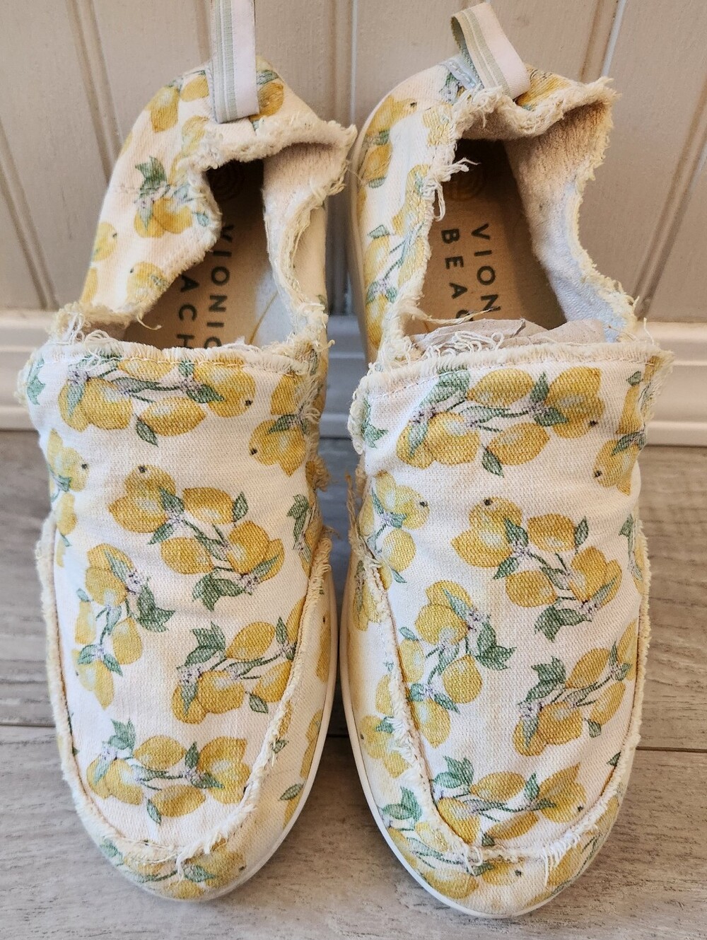 Vionic Lemon Print Slip-On Moccasins in Yellow and Green
